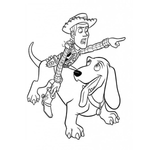 Woody montado no Slinky para colorir