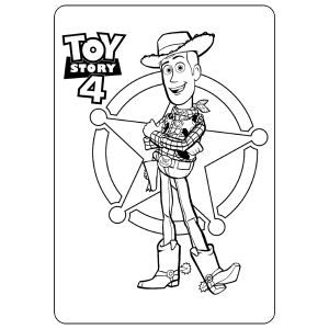 Woody no pôster de Toy Story 4 para colorir