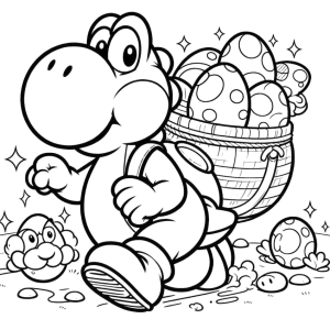 Yoshi carregando ovos para colorir