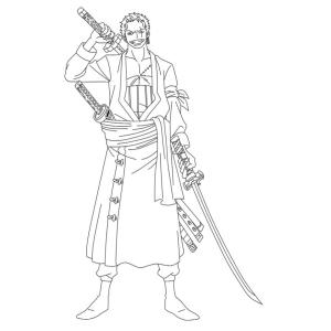 Zoro Pronto para a Ação em One Piece