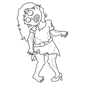 Zumbi Fashionista Pronta para Colorir