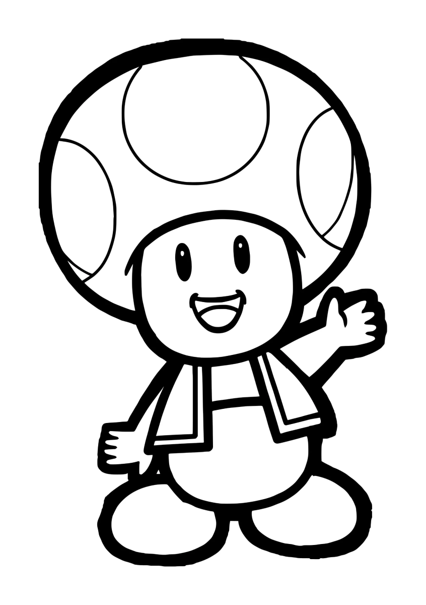 Desenho de Toad sorridente para imprimir e colorir
