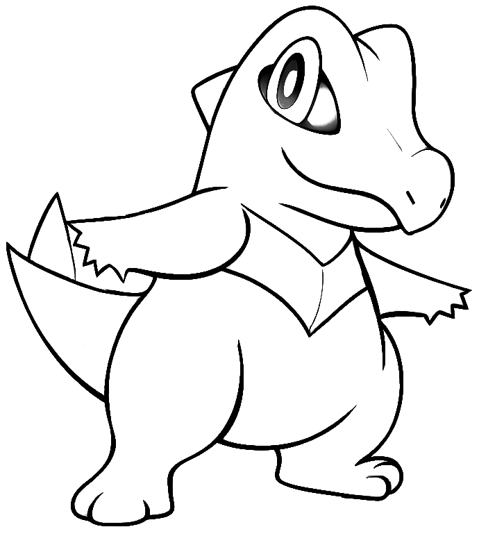 Desenho de Totodile pronto para a aventura para imprimir e colorir