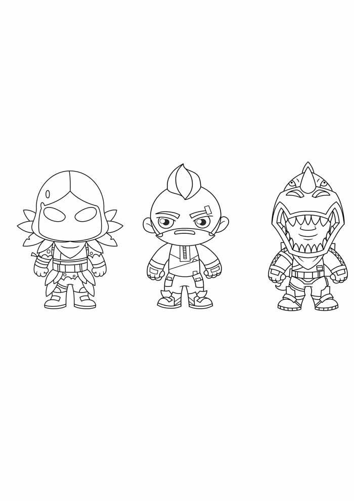 Trio de Heróis Fortnite Prontos para Colorir