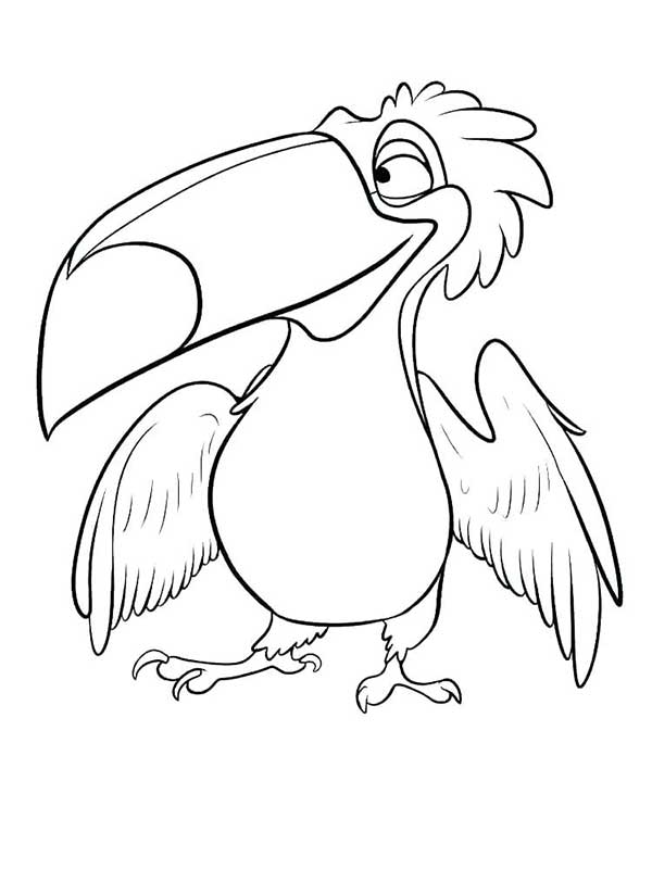 Desenho de Tucano cartoon estilo divertido para imprimir e colorir