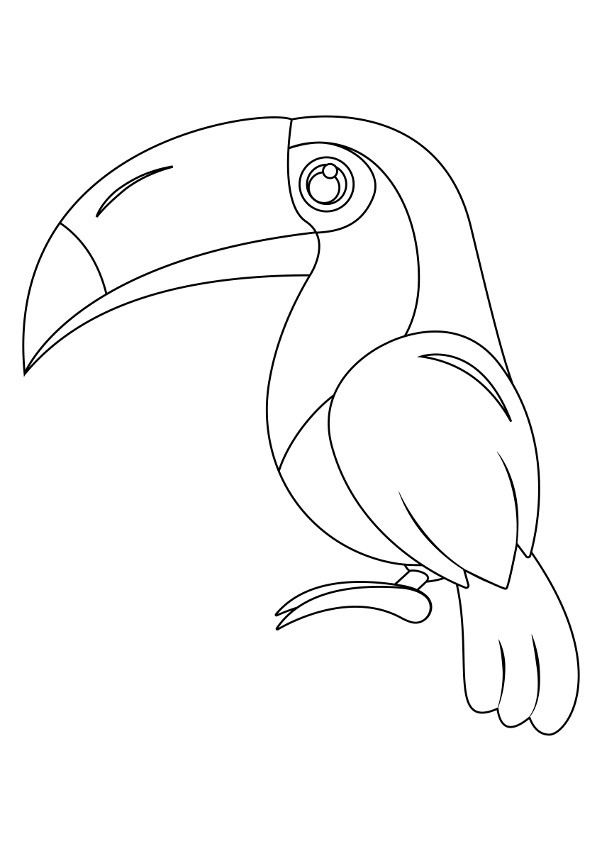 Desenho de Tucano de contorno simples para os pequenos para imprimir e colorir