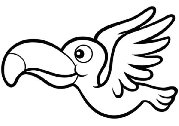 Desenho de Tucano voando de asas abertas para imprimir e colorir