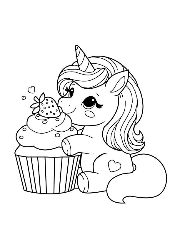 Unicórnio Encantado Saboreando Cupcake Mágico