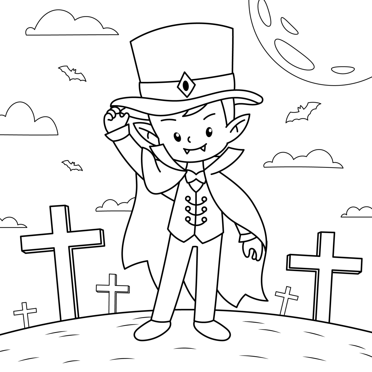 Vampirinho no Cemitério de Halloween
