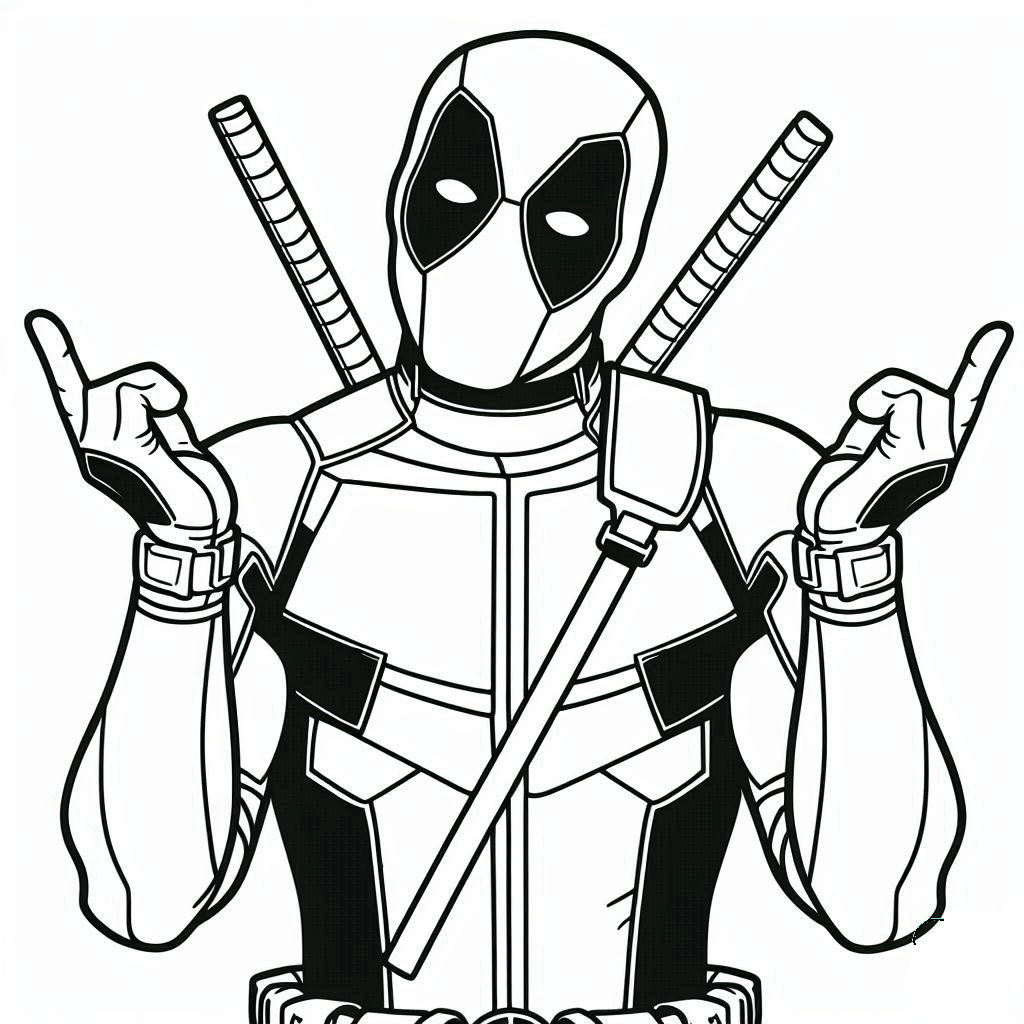 Vibrante Deadpool: Pronto para Colorir