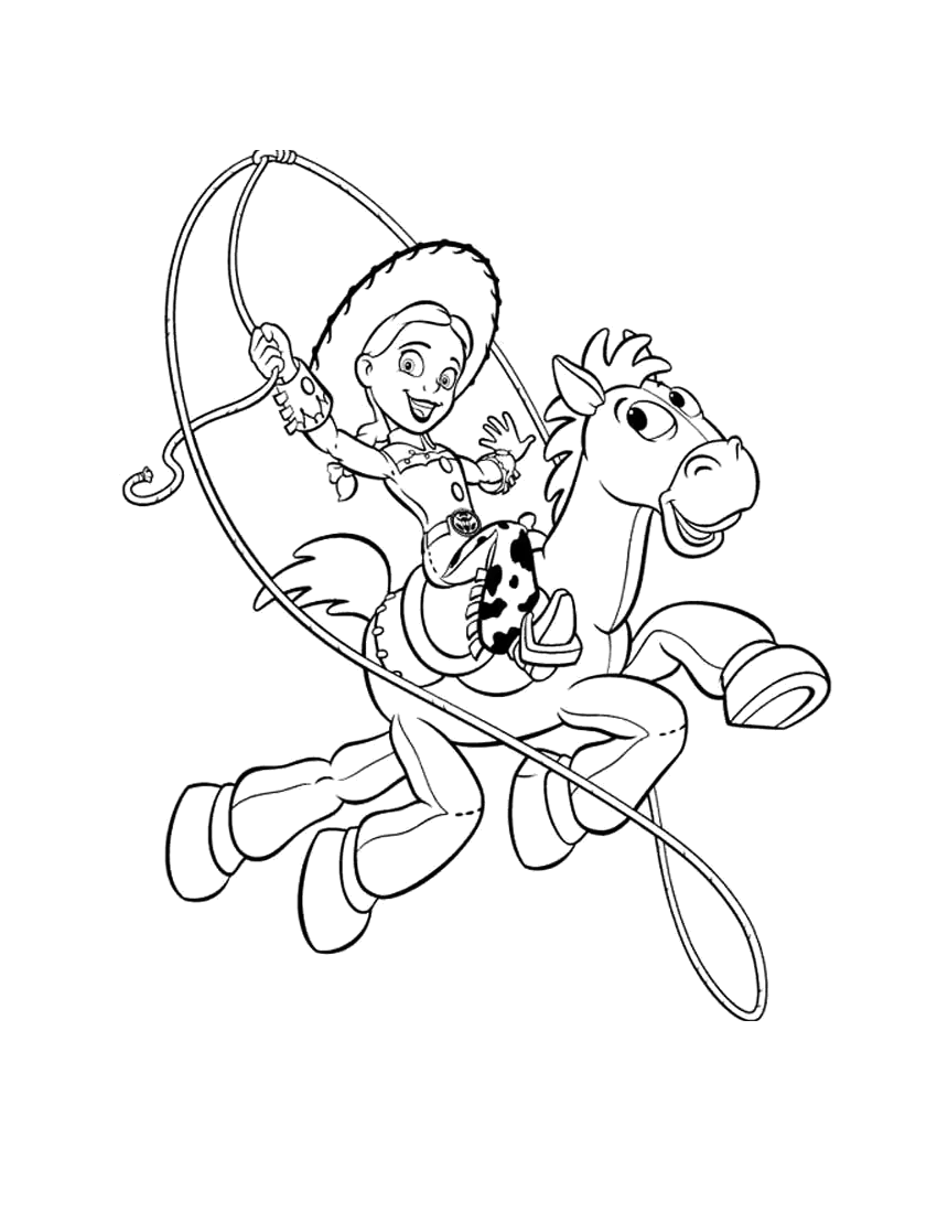 Desenho de Woody cavalgando no Bala no Alvo para imprimir e colorir