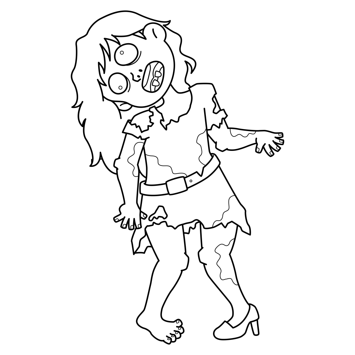 Zumbi Fashionista Pronta para Colorir
